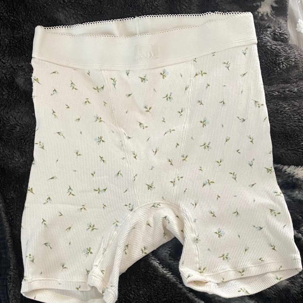 Skims cotton rib boxer Floral Print White